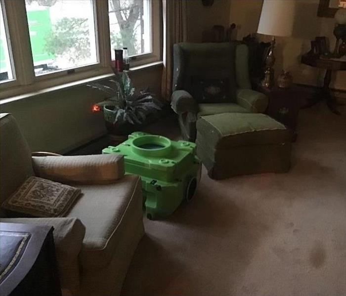 standing water in carpet, SERVPRO equipment at work