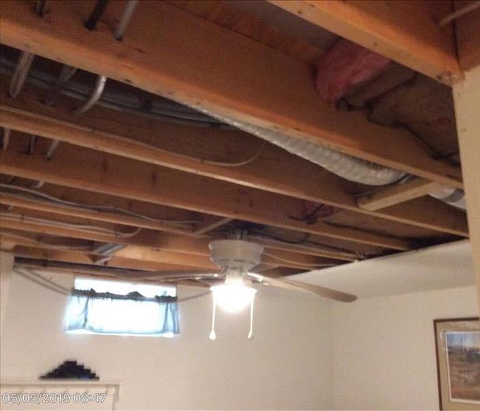 Storm damage to ceiling.