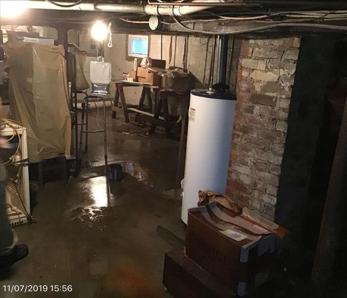 flooded basement, water heater