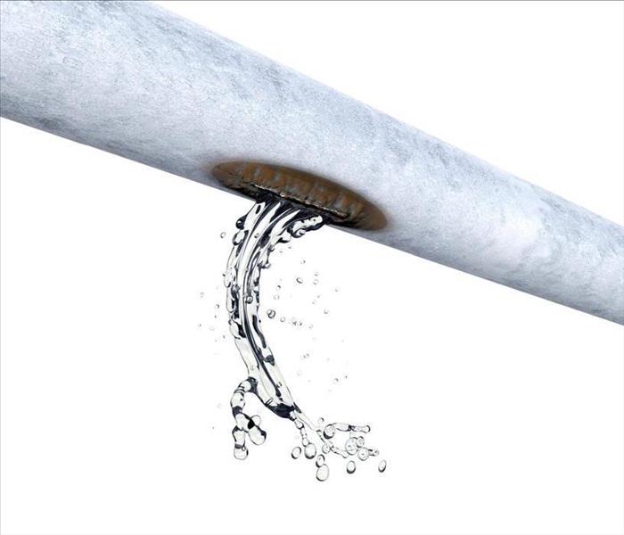 frost on burst water pipe
