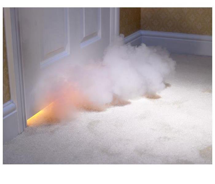 Fire and Smoke Coming Under the Door